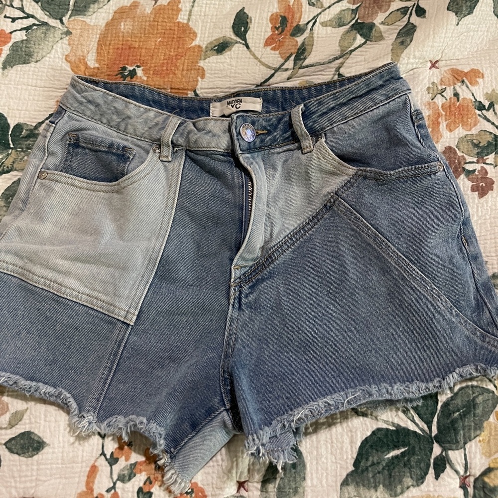 Colorblock Jean Shorts